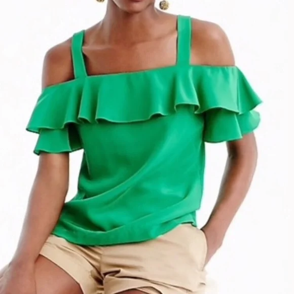 J.Crew cold shoulder silk top, size 8; new - Picture 6 of 7